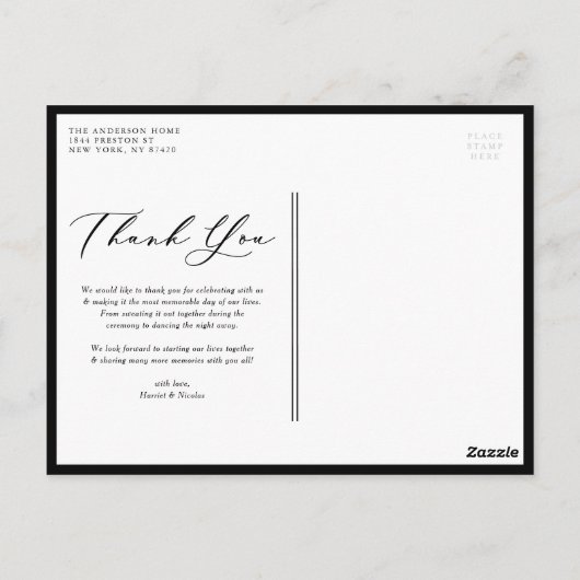 ラブリースクリプトブラック2枚フォトコラージュありがとう ポストカード (裏面)