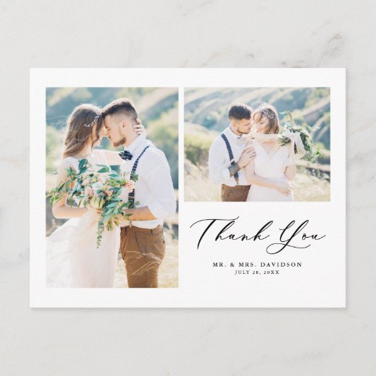 ラブリースクリプトブラック2枚フォトコラージュありがとう ポストカード (正面)