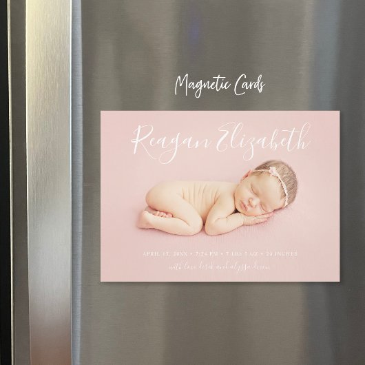 ラブリースクリプト磁気写真誕生のお知らせ マグネット招待状