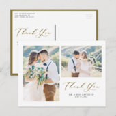 ラブリースクリプト金ゴールド2枚のフォトコラージュありがとう ポストカード (正面/裏面)