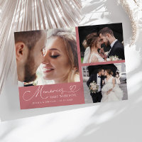 ラブリースタイルの結婚式フォトカード ピンクの多写真入り