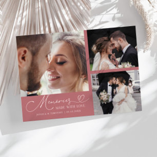 ラブリースタイルの結婚式フォトカード ピンクの多写真入り サンキューカード