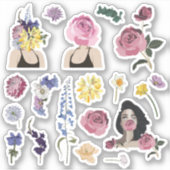 ラブリースティッカーと春の花ブーケのセット シール (正面)