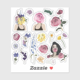 ラブリースティッカーと春の花ブーケのセット シール