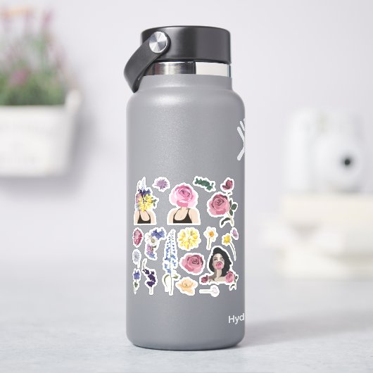 ラブリースティッカーと春の花ブーケのセット シール (HydroFlask)