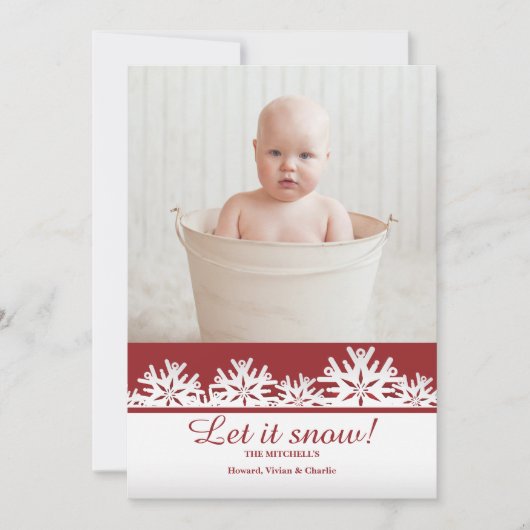 ラブリースノーフレークフォトホリデーカード シーズンカード (正面)