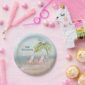 ラブリーセレーンウォーターカラービーチシーン ペーパープレート (パーティー)