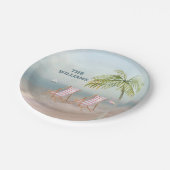 ラブリーセレーンウォーターカラービーチシーン ペーパープレート (アングル)