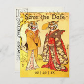 ラブリータイガーの人々は日付を保存招待状 案内ポストカード (正面/裏面)