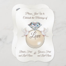 ラブリーダイヤモンドリングや輪ラブバード結婚式招待状