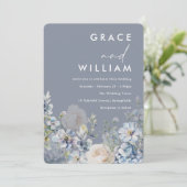 ラブリーダスティブルー&ホワイトフローラ結婚ズ 招待状 (スタンド正面)