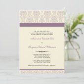 ラブリーダマスク結婚式招待状(薄紫/クリーム) 招待状 (スタンド正面)