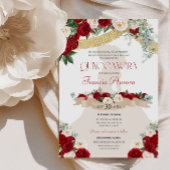 ラブリーチャエレガントーロレッドホワイト金ゴールドキンセアニェラ 招待状