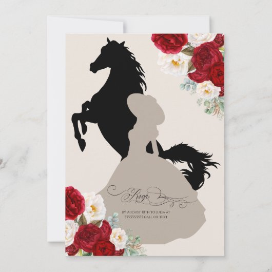 ラブリーチャエレガントーロレッドホワイト金ゴールドキンセアニェラ 招待状 (裏面)