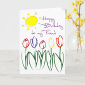 ラブリーチューリップスケッチ誕生日カードフレンド カード (黄色い花)