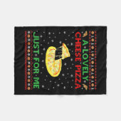 ラブリーチーズピザ単独おもしろいケビンXマスホーム フリースブランケット (正面(横))