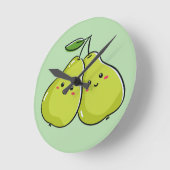 ラブリーツイン梨子供部屋 ラウンド壁時計 (傾斜)