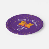 ラブリーツイン誕生日子猫マンガパーティーパープル ペーパープレート (アングル)