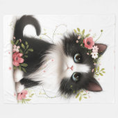 ラブリーツキシードキットウィズフラワーズ装飾用クッション フリースブランケット (正面(横))