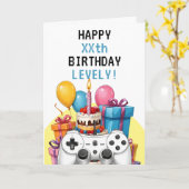 ラブリーティール(緑がかった色)及びホワイトピクセルコントローラ誕生日 カード (黄色い花)