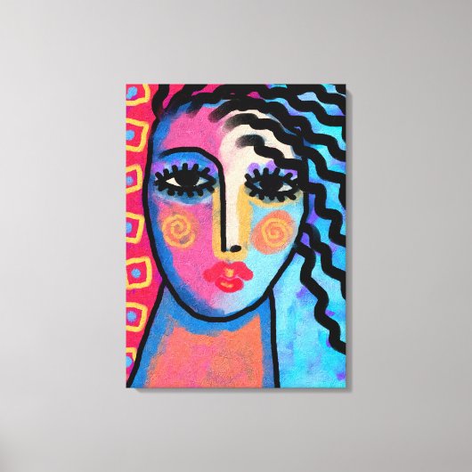 ラブリーデイ抽象芸術絵画デジタルの女性 キャンバスプリント (正面)