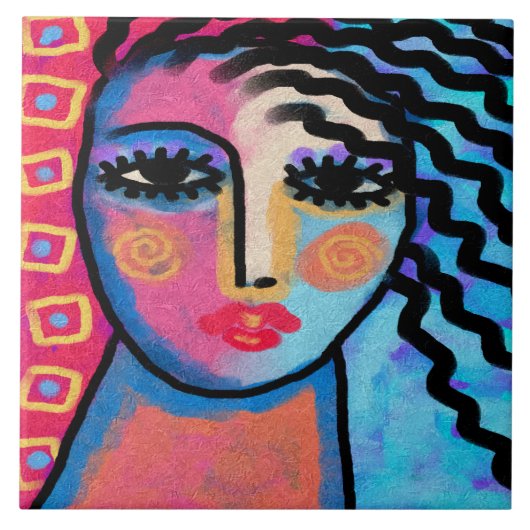 ラブリーデイ抽象芸術絵画デジタルの女性 タイル (正面)