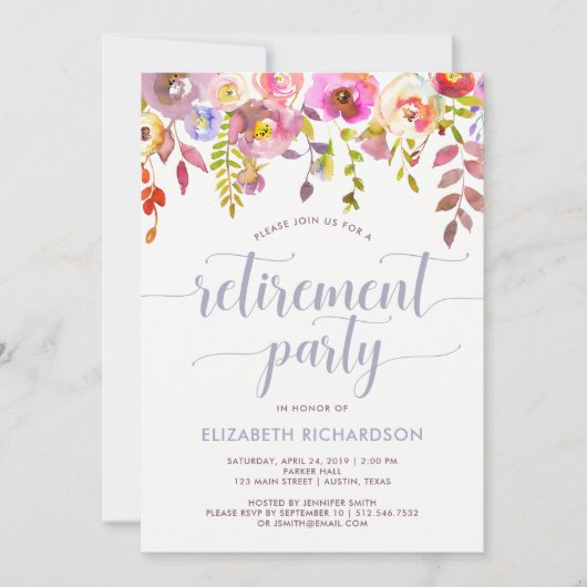 ラブリートレンディーフローラ|退職パーティの招待状 招待状 (正面)