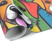 ラブリードッグカラフルドッグペットバイブラッピング紙 ラッピングペーパー (ロールコーナー)