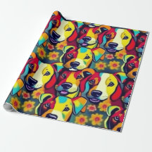 ラブリードッグカラフルドッグペットバイブラッピング紙