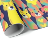 ラブリードッグカラフルドッグペットバイブラッピング紙 ラッピングペーパー (ロールコーナー)