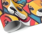 ラブリードッグカラフルドッグペットバイブラッピング紙 ラッピングペーパー (ロールコーナー)