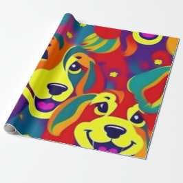 ラブリードッグカラフルドッグペットバイブラッピング紙 ラッピングペーパー