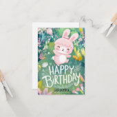 ラブリードリーミーバニーデジタル誕生日 カード (正面/裏面インサイチュ)