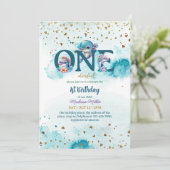 ラブリードルフィンかわいいベビーガール1stバースデーインビタット 招待状 (スタンド正面)