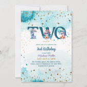 ラブリードルフィンかわいいベビーガール2nd誕生日 招待状 (正面)