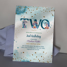 ラブリードルフィンかわいいベビーガール2nd誕生日 招待状