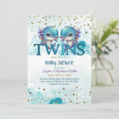ラブリードルフィンキュートベビーツインボーイズシャワー 招待状 (スタンド正面)