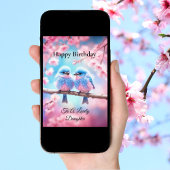 ラブリードーターパステルフワフブルーバード誕生日 カード