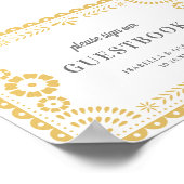 ラブリーニュートラルパペル結婚ピカドのゲストブックサイン ポスター (角)