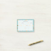 ラブリーニューヨークシティパターンターコイズグリーンネーム ポストイット (デスク上)