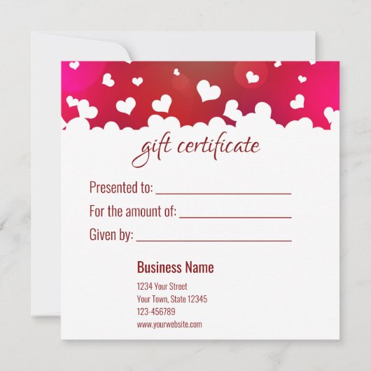 ラブリーハッピーバレンタインデーハートギフトカード (裏面)