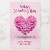 ラブリーハッピーバレンタインデーハートピンクヒヤシンス フードラベル (シングルラベル)