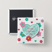 ラブリーハッピーバレンタインデーフローラ |ピンボタン 缶バッジ (正面&裏面)