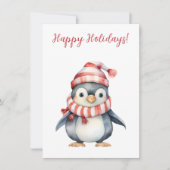 ラブリーハッピーホリデーズペンギンウォーターカラーカード (正面)