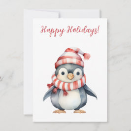 ラブリーハッピーホリデーズペンギンウォーターカラーカード