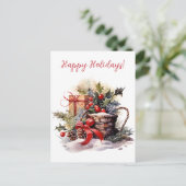 ラブリーハッピーホリデーズ世俗的な水のカラーアートワーク ポストカード (スタンド正面)