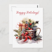 ラブリーハッピーホリデーズ世俗的な水のカラーアートワーク ポストカード (正面/裏面)