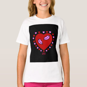 ラブリーハートキスガールズベーシックホワイトTシャツ Tシャツ