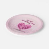 ラブリーハートハッピーバレンタインデーピンクヒヤシンス ペーパープレート (アングル)