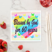 ラブリーハート60th誕生日恵み紙ナプキンス スタンダードランチョンナプキン (インサイチュ)